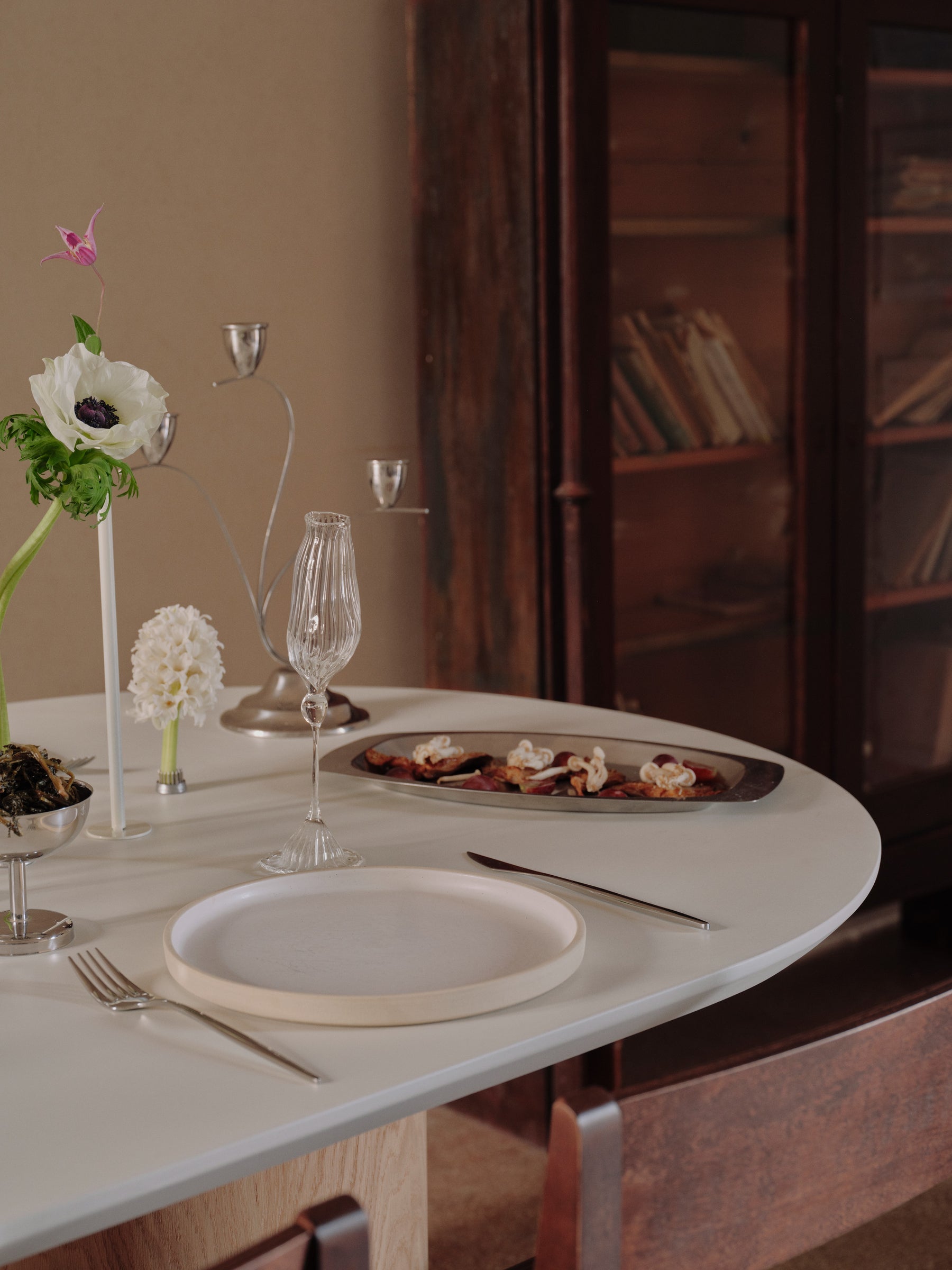 Dining table — set for the table